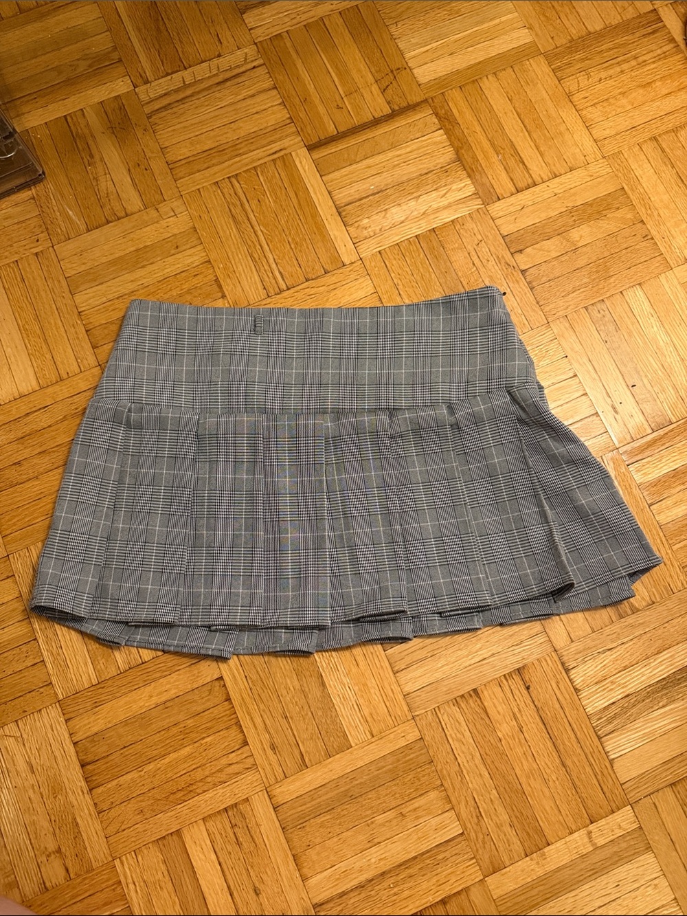 Gray Plaid Pleated Mini Skirt - Feminine Schoolgirl-Inspired Style